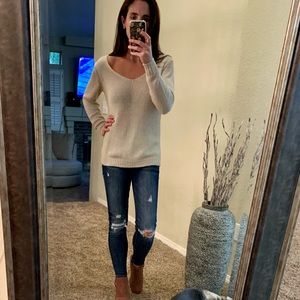 Tan v-neck sweater
